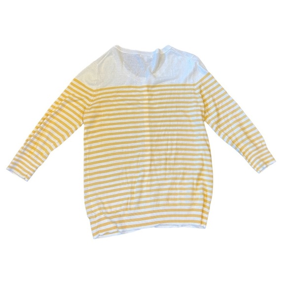 GAP Yellow and White Striped Lightweight 3/4 Sleeve Cardigan‎ Women’s Medium - Picture 4 of 11